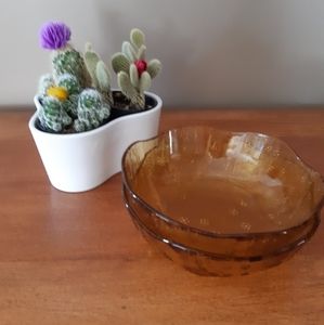 Vintage 2 Bowl set | amber glass